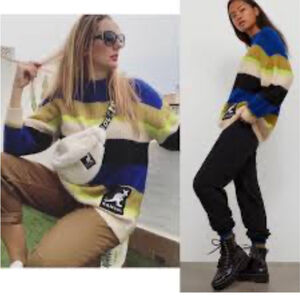 KANGOL x H&M Oversized Color block Sweater Bloggers Favorite striped pullover